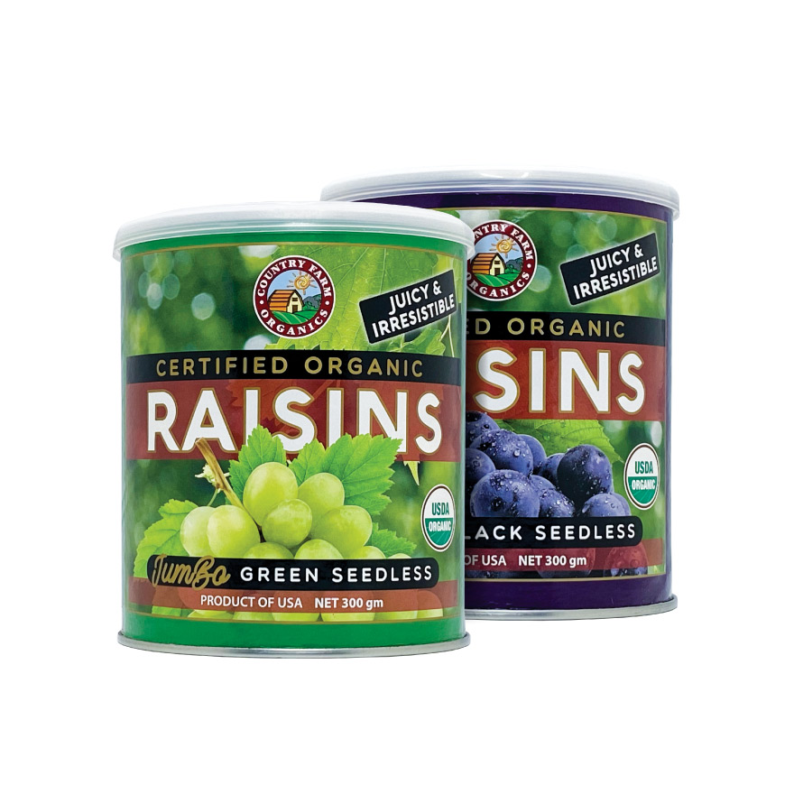 Twinpack Certified Organic Green & Black Organic Seedless Raisins (300gx2)**